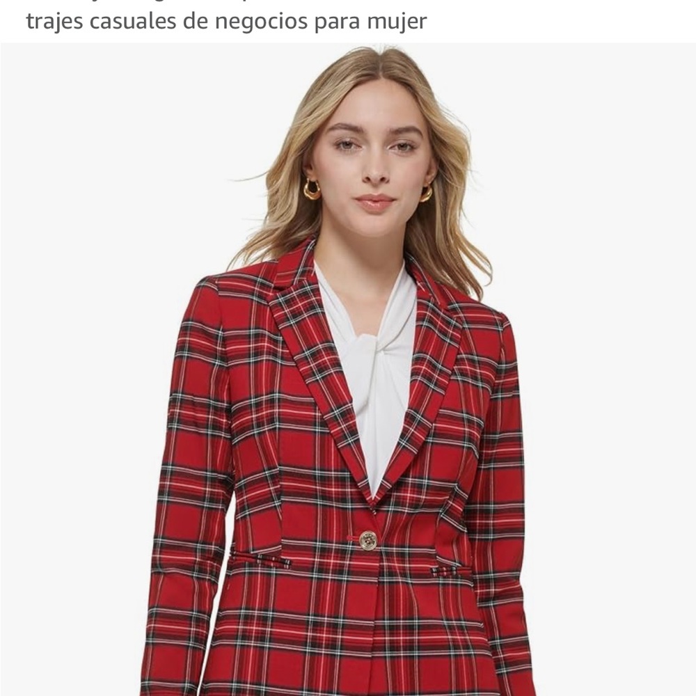 Women's Red Plaid Blazer
